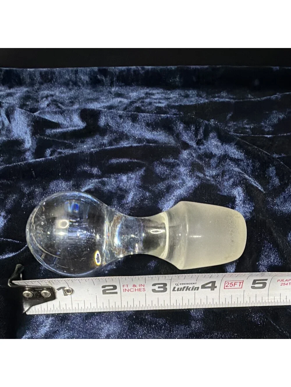 Clear Frosted Glass Bottle Stopper Tapered Ground Plug Round 4 in, 1 Pack